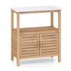 Hivvago Outdoor Potting Bench Acacia Wood Garden Potting Table Planting Work Bench Station With Louvered Doo