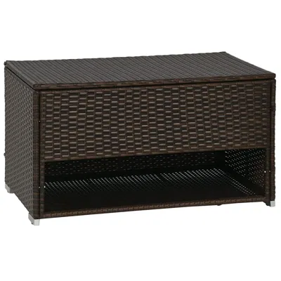 Hivvago Outdoor Rattan Storage Box With Liner For Patio Or Garden In Brown