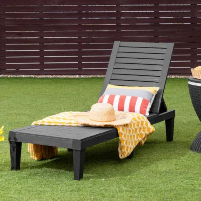 Hivvago Outdoor Recliner Chair With 5-position Adjustable Backrest-brown In Gray