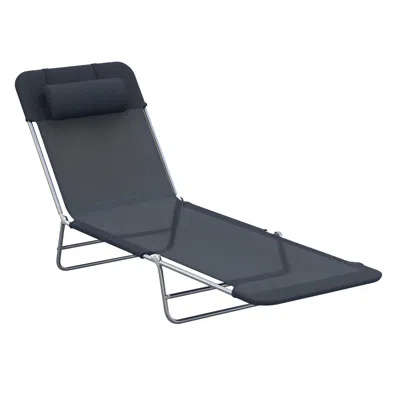 Hivvago Outdoor Reclining Lounge Chairs With Pillow & Steel Frame In Gray