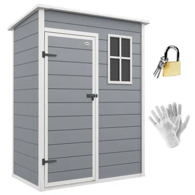 Hivvago Outdoor Resin Tool Shed With Lock & Window In Gray