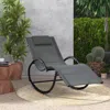 Hivvago Outdoor Rocking Lounge Chair With Removable Headrest-gray