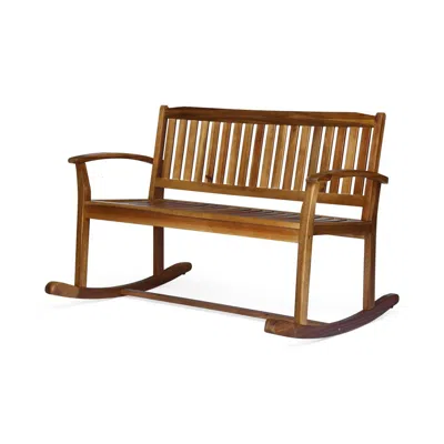 Hivvago Outdoor Rocking Loveseat Bench, 50 Inch, Natural Brown Acacia Wood