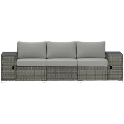 Hivvago Outdoor Seating Sofa With Storage And Cushions In Gray