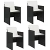 Hivvago Outdoor Set Of 4 With White Cushions, Black Rattan Woven Frame In Black