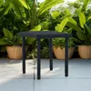 Hivvago Outdoor Side End Tea Table, 16 Inch Steel, Square Black Poly Rattan