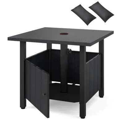 Hivvago Outdoor Side Table With 1.89" Umbrella Hole Patio Umbrella Table Base Stand In Black