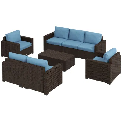 Hivvago Outdoor Sofa And Loveseat Patio Set With Cushions And Table In Black