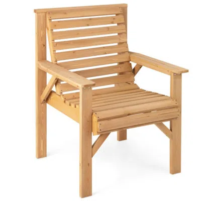 Hivvago Outdoor Solid Fir Wood Chair With Inclined Backrest In Brown