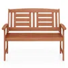 Hivvago Outdoor Solid Wood Loveseat Hardwood 2-seat Bench With Inclined Backrest And Slatted Seat In Brown