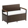 Hivvago Outdoor Storage Bench Deck Box Patio Furniture With Cushion-white In Brown