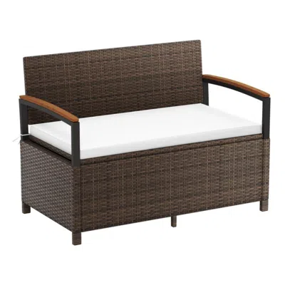 Hivvago Outdoor Storage Bench Deck Box Patio Furniture With Cushion-white