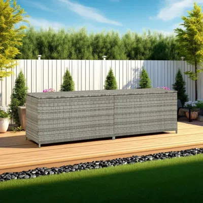 Hivvago Outdoor Storage Cabinet, 79 Inch Light Gray Poly Rattan And Metal