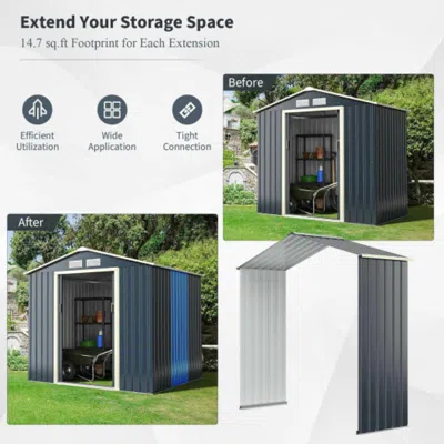 Hivvago Outdoor Storage Shed Extension Kit For 7 Feet Shed Width