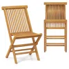 Hivvago Outdoor Teak Wood Chairs Set Of 2 With Slatted Seat And Backrest