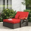Hivvago Outdoor Wicker Daybed With Folding Panels And Storage Ottoman-navy