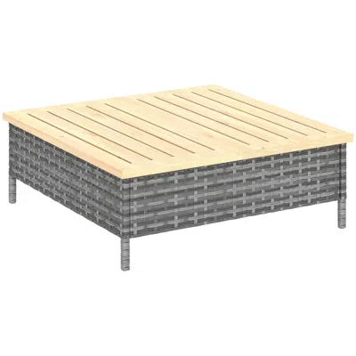 Hivvago Outdoor Wicker End Table With Wood Top In Gray