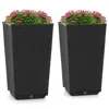 Hivvago Outdoor Wicker Flower Pot Set Of 2 With Drainage Hole For Porch Balcony