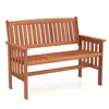 Hivvago Outdoor Wood Garden Bench 2-person Patio Park Bench With Backrest Armrests And Slatted Seat In Brown