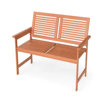 Hivvago Outdoor Wooden Bench 2-person Patio Bench With Slatted Backrest And Seat In Neutral