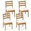 Hivvago Outdoor Wooden Dining Chair Set Of 4 With Padded Seat Cushions In White