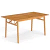 Hivvago Outdoor Wooden Dining Table With Umbrella Hole And Stable Base In Brown