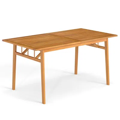 Hivvago Outdoor Wooden Dining Table With Umbrella Hole And Stable Base In Brown