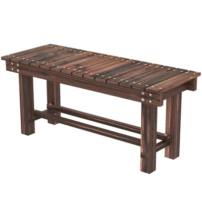Hivvago Outdoor Wooden Garden Bench With Storage Shelf In Brown