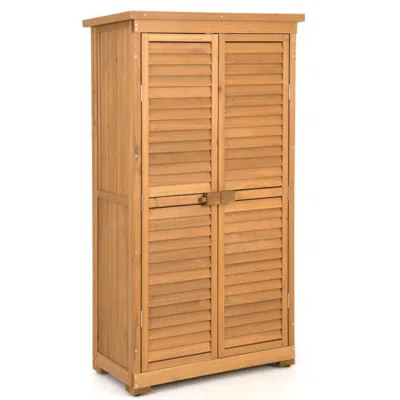 Hivvago Outdoor Wooden Garden Tool Storage Cabinet-natural