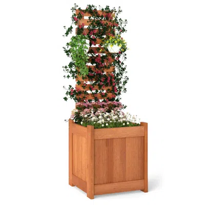Hivvago Outdoor Wooden Raised Garden Bed With Trellis In Multi