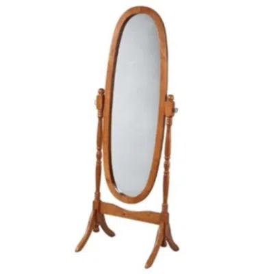 Hivvago Oval Cheval Mirror In Oak Finish In Brown