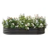 Hivvago Oval Shaped Metal Raised Planter Outdoor Garden Plant And Vegetable Bed - Black In Gray