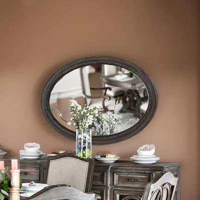 Hivvago Oval Wall Mountable 5mm Beveled Mirror, Rustic Natural Brown