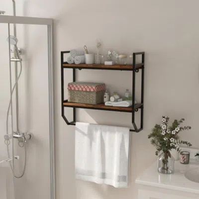 Hivvago Over The Toilet Shelf Wall Mounted With Metal Frame For Bathroom