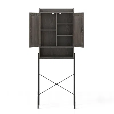 Hivvago Over The Toilet Storage Cabinet Space Saver Organizer With Double Doors-gray
