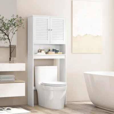Hivvago Over The Toilet Storage Cabinet With Double Doors And Adjustable Shelf