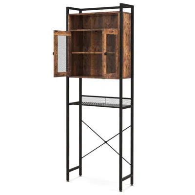 Hivvago Over-the-toilet Storage Cabinet With Heavy-duty Metal Frame 2-door Freestanding-rustic Brown