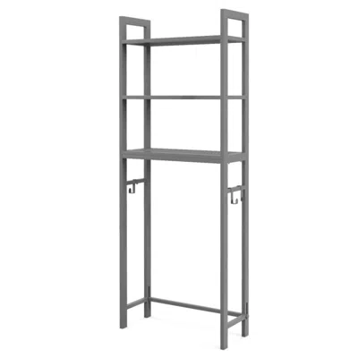 Hivvago Over-the-toilet Storage Shelf Space Saving Metal Bathroom Organizer Hooks-gray