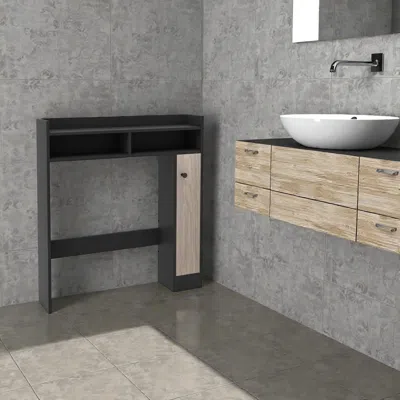 Hivvago Over-toilet Bathroom Floor Storage Rack With Adjustable Shelving In Black