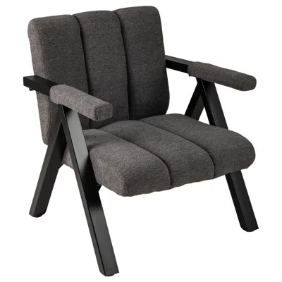 Hivvago Oversized Accent Chair With Metal Frame And Armrests In Gray