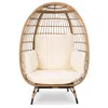Hivvago Oversized Patio Lounger Indoor/outdoor Wicker Egg Chair Off White In Brown