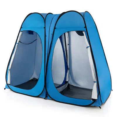 Hivvago Oversized Pop Up Shower Tent With Window Floor And Storage Pocket-blue