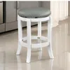 Hivvago Ovi 25 Inch Backless Swivel Counter Stool, Gray Faux Leather, Nailhead Trim In White