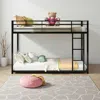 Hivvago Ovi 78 Inch Twin Bunk Bed, Mounted Ladder, Ground Level Platform Bed, Black