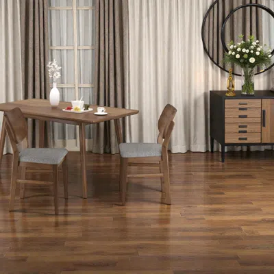 Hivvago Pair Of 2 Farmhouse-style Dining Chairs Featuring Soft Upholstery And Wood Construction In Brown