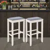 Hivvago Pair Of 31-inch Upholstered Bar Stools With Sturdy Rubber Wood Frame And Footrests In White