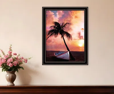 Hivvago Palm Tree Sunset Black Framed Print Wall Art