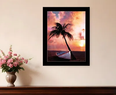 Hivvago Palm Tree Sunset Black Framed Print Wall Art