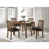 Hivvago Panos 5pc Dining Table Set With 4 Chairs, Brown, Black Faux Leather
