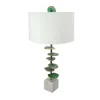 Hivvago Parks 30 Inch Table Lamp With Agate Slices And Linen Drum Shade, White